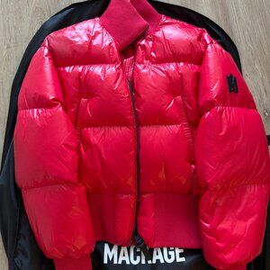 MACKAGE BUBBLE  - REAGAN LUSTROUS LIGHT DOWN CROP JACKET WITH RIB WAIST